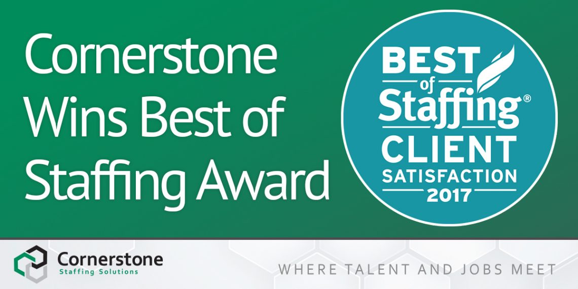 Cornerstone Staffing Solutions Wins Inavero’s 2017 Best of Staffing